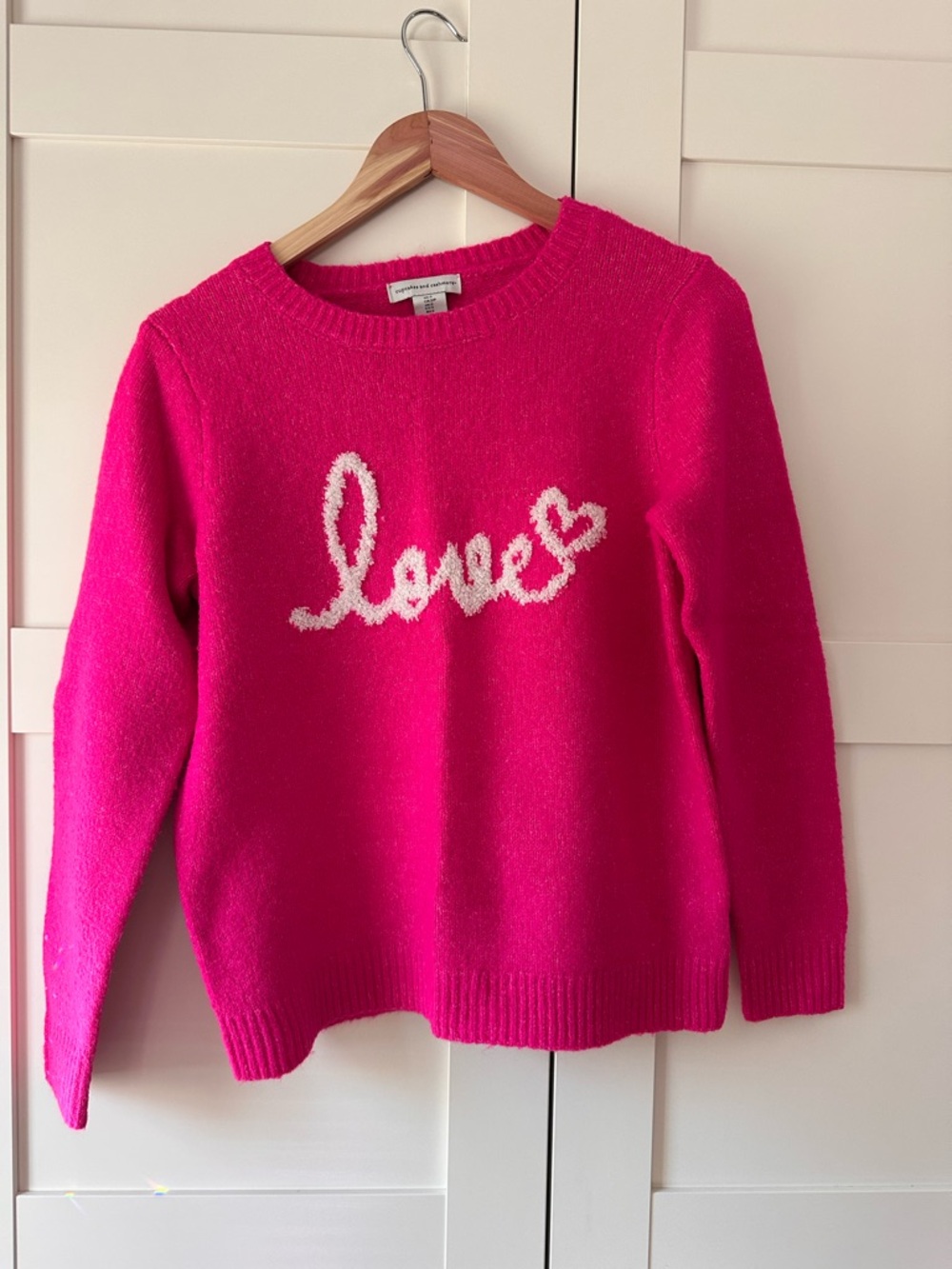 cupcakes & cashmere Hot Pink 'love' Crewneck Sweater